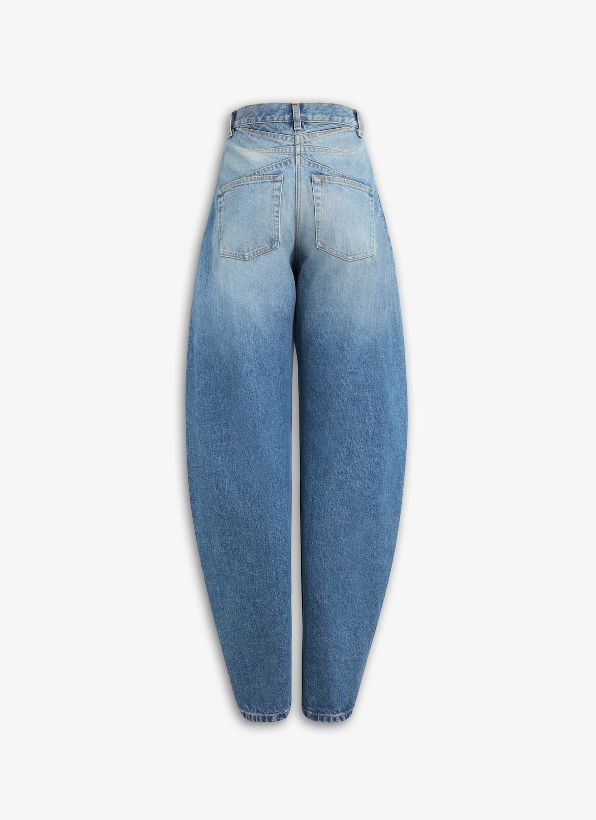 BARREL-LEG JEANS IN FADED DENIM ALAÏA BLEU VINTAGE BARREL-LEG JEANS IN FADED DENIM